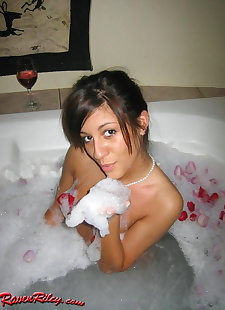  porn photos Sexy babe taking a hot bubble bath -, Raven Riley , brunette , teen 
